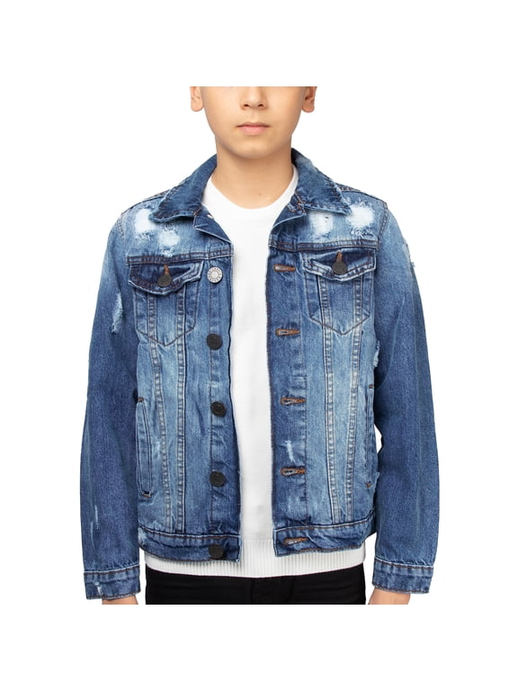JEANS Boy's Cotton Denim Jacket, Med Blue, XL
