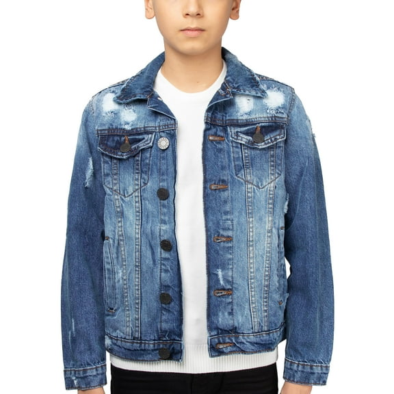 X RAY JEANS  Boy's Cotton Denim Jacket, Med Blue, S