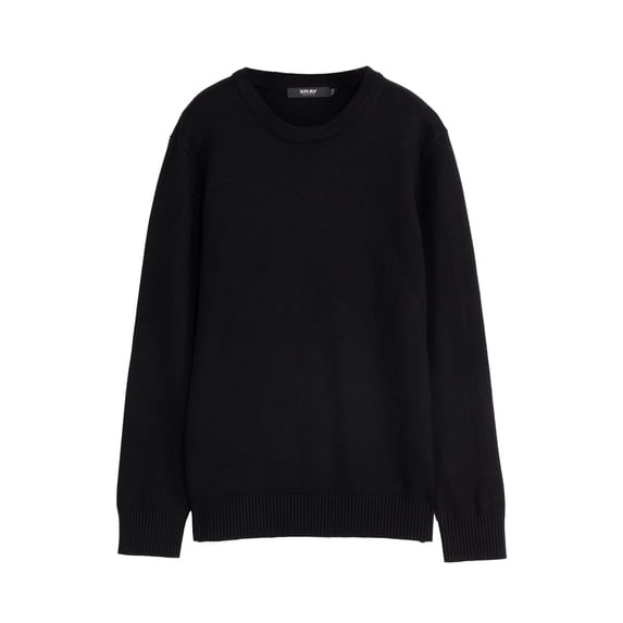X RAY JEANS Boy's Basic Crew Neck Sweater, Black, L (10-12)