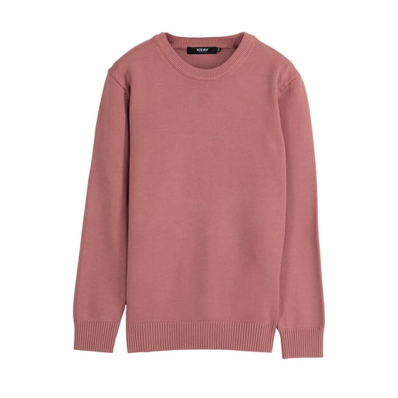 X RAY JEANS Boy's Basic Crew Neck Sweater, Dusty Mauve, XL (14-16)