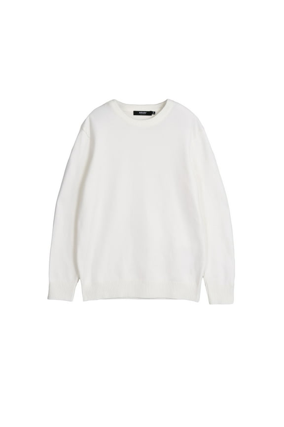 JEANS Boy's Basic Crew Neck Sweater, Off White, S (6-7)