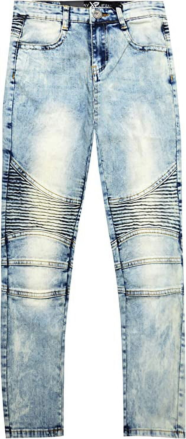 X RAY Slim Fit Biker Pants for Boys Big Boys Teen – Distressed Skinny Moto  Jeans, Blue Size 12 Husky 