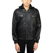 X RAY Boys Motorcycle Leather Jacket With Hoodie Casual PU Leather Jacket For Boys