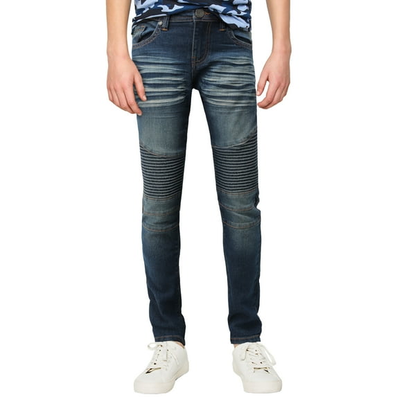 X RAY JEANS Big Boy's Moto Jeans, Indigo, 16