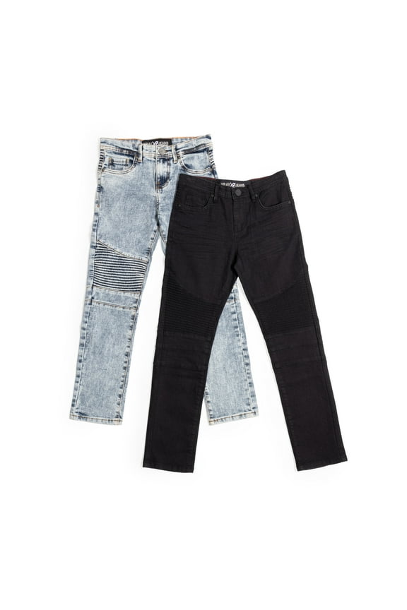 JEANS Big Boy's Stretch Jeans - 2 Pack, Bleach/Black, 14
