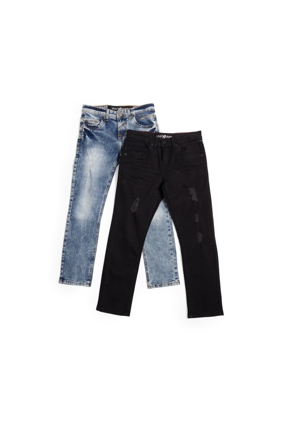 JEANS Big Boy's Stretch Jeans - 2 Pack, Jet Black/Blue, 16