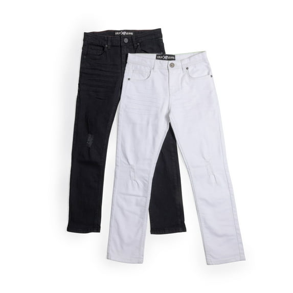X RAY JEANS Big Boy's Stretch Jeans - 2 Pack, Jet Black/White, 14