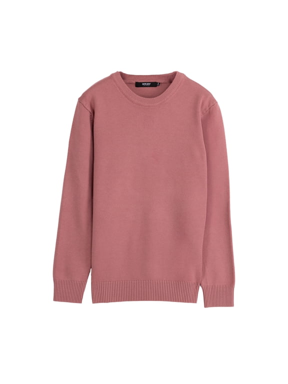 JEANS Boy's Basic Crew Neck Sweater, Dusty Mauve, M (8)