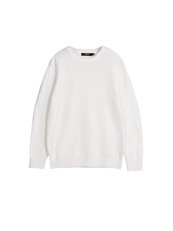 JEANS Boy's Basic Crew Neck Sweater, Off White, XXL (18)