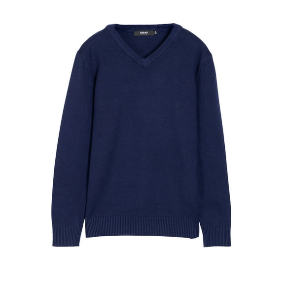 X RAY JEANS Boy's Basic V-Neck Sweater, Navy, XXL (18)