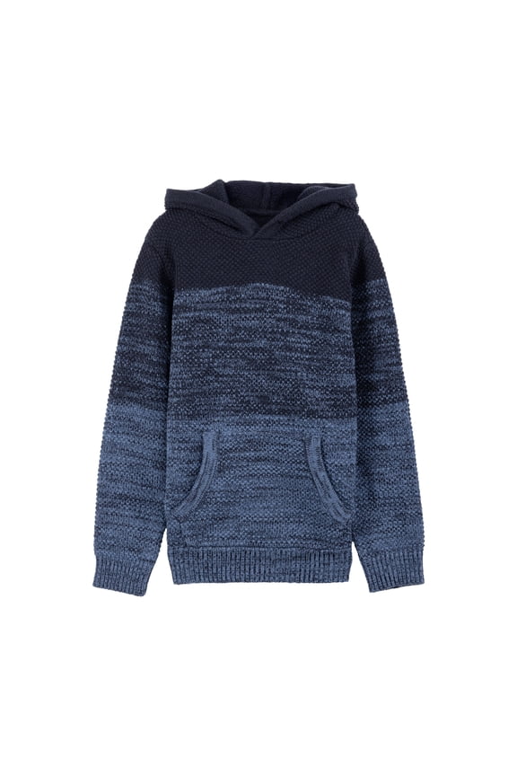JEANS Boy's Colorblock Pullover Hood Sweater, Blue, XL