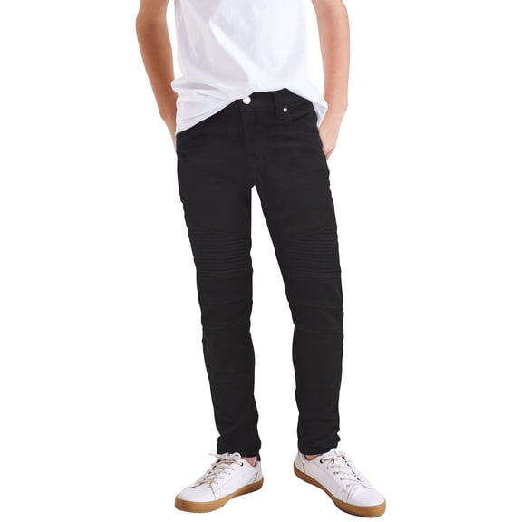 X RAY JEANS  Boy's Moto Fashion Jeans, Black, 18