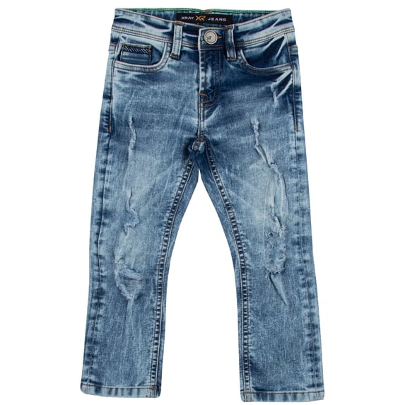 X RAY JEANS Boy's Rips Repaired Jeans, Lt Blue, 2T