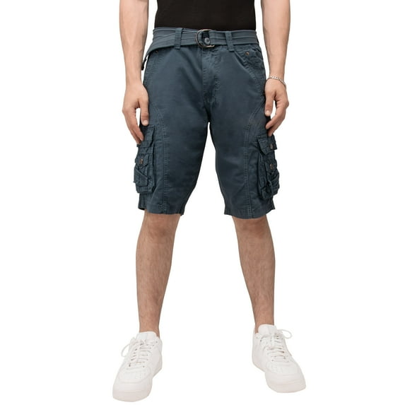 X RAY JEANS Men's Belted 12.5" Inseam Knee Length Cargo Shorts, Majolica Blue, 28