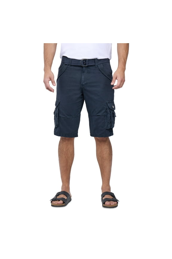 JEANS Men's Belted 12.5" Inseam Knee Length Cargo Shorts, Navy, 30