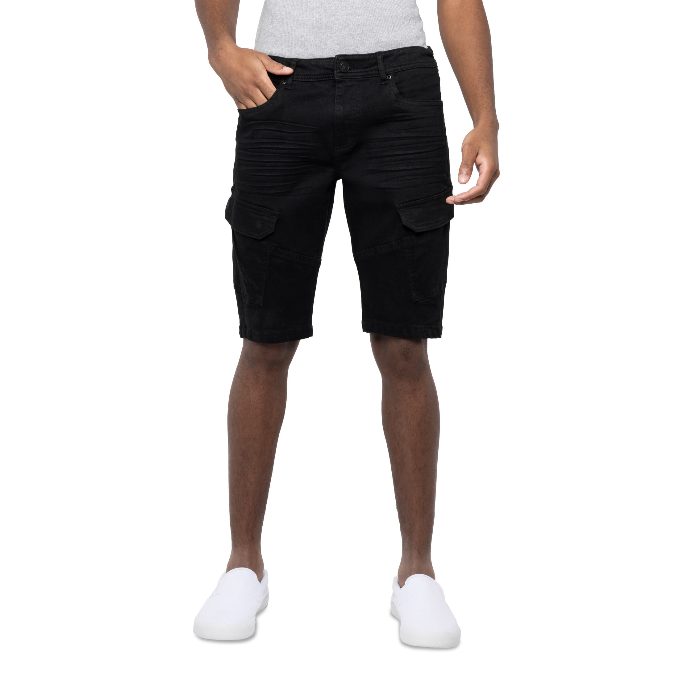 X RAY JEANS Men's Denim Cargo Shorts 12 Inches Inseam, Jet Black, 30 ...