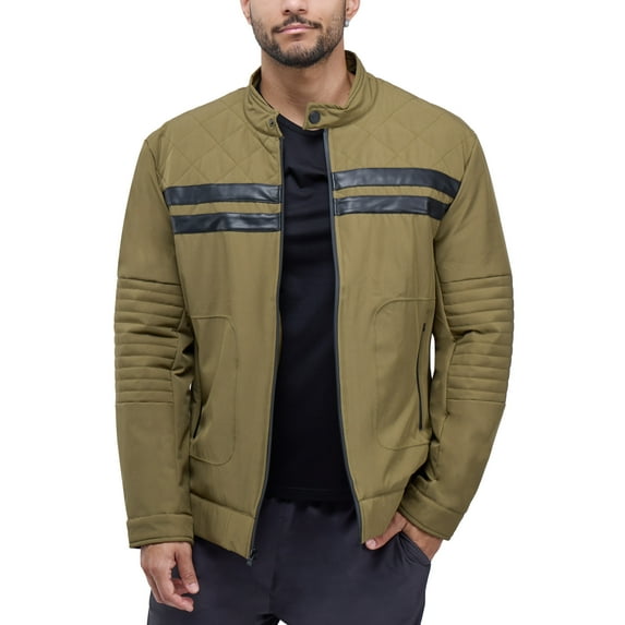 X RAY Jeans Men's Quilted Jacket, Olive, 2XL