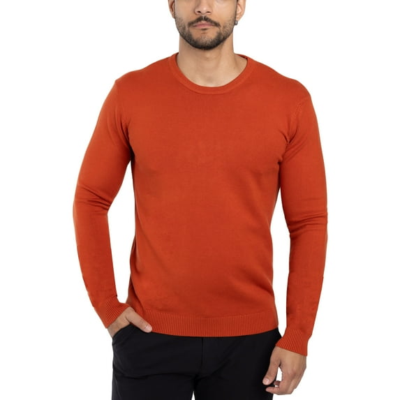 X RAY Mens Crew Neck Sweater Slim Fit Midweight Pullover Sweater for Men for Casual Dressy Wear (Big & Tall Available), Brick, XL