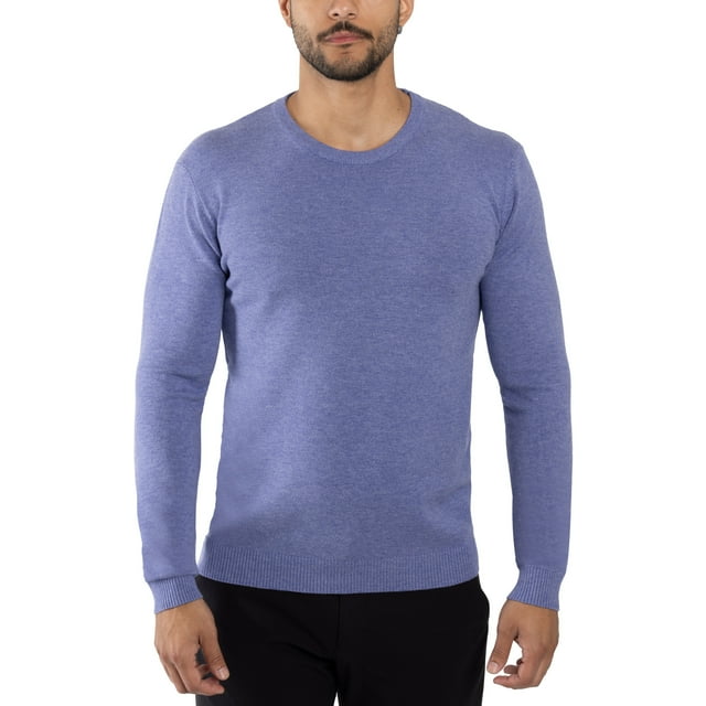 X RAY JEANS Mens Basic Crewneck Sweater Pullover, Heather Blue, S