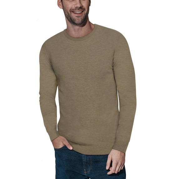 X RAY Mens Crew Neck Sweater Slim Fit Midweight Pullover Sweater for Men for Casual Dressy Wear (Big & Tall Available), Heather Khaki, Medium