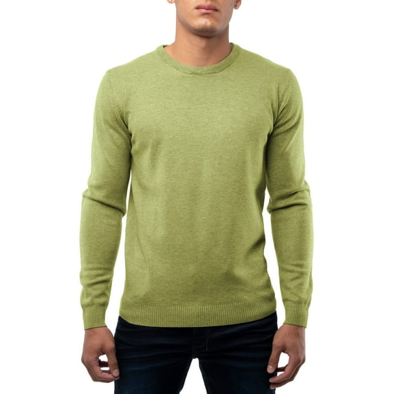 X RAY Mens Crew Neck Sweater Slim Fit Midweight Pullover Sweater for Men for Casual Dressy Wear (Big & Tall Available), Heather Lime, L