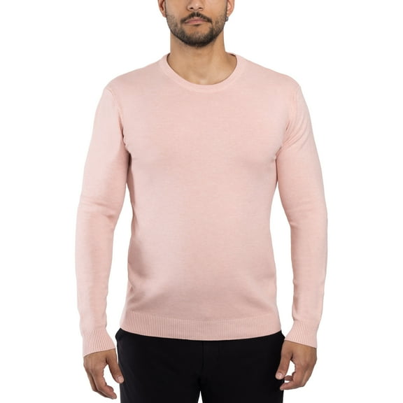 X RAY Mens Crew Neck Sweater Slim Fit Midweight Pullover Sweater for Men for Casual Dressy Wear (Big & Tall Available), Light Pink, L