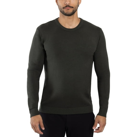 X RAY Mens Crew Neck Sweater Slim Fit Midweight Pullover Sweater for Men for Casual Dressy Wear (Big & Tall Available), Olive, 3XL