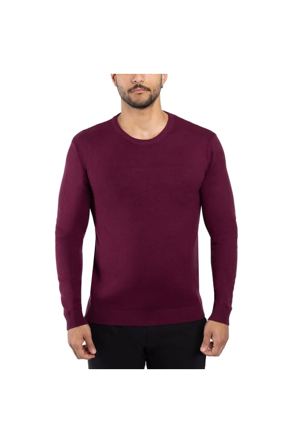 X RAY Mens Crew Neck Sweater Slim Fit Midweight Pullover Sweater for Men for Casual Dressy Wear (Big & Tall Available), Plum, S