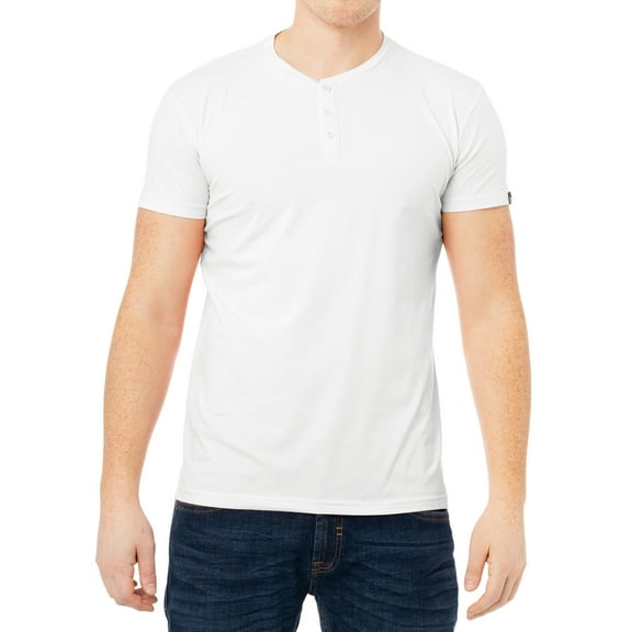 X RAY JEANS Mens Basic Henley Neck Short Sleeve T-Shirt, White, M