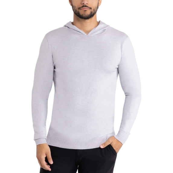 X RAY JEANS Mens Basic Hooded Sweater, Light Heather Grey, XL