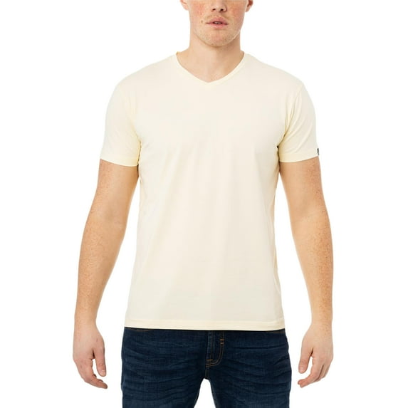 X RAY JEANS Mens Basic V-Neck Short Sleeve T-Shirt, Buttercream, M