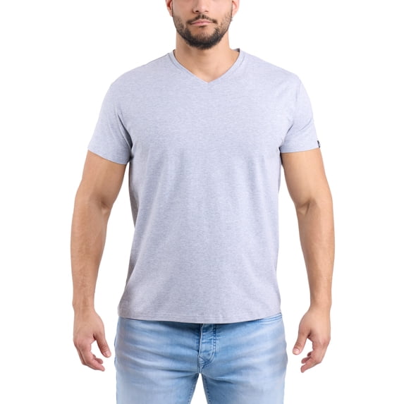 X RAY JEANS Mens Basic V-Neck Short Sleeve T-Shirt, Cloud Grey, L