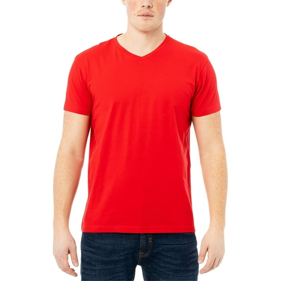X RAY JEANS Mens Basic V-Neck Short Sleeve T-Shirt, Red, XL