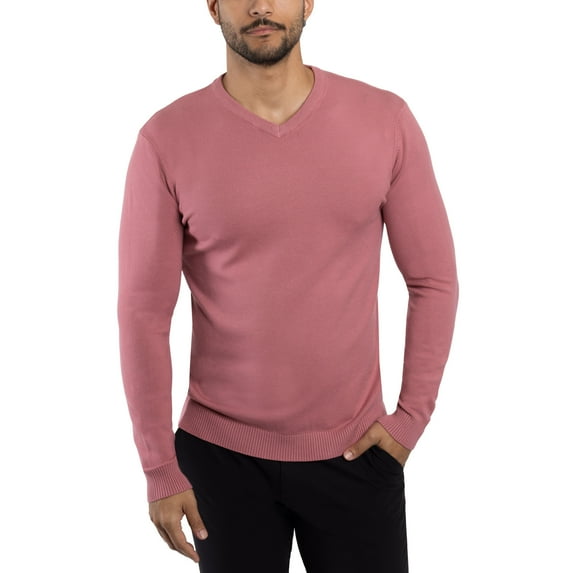 X RAY JEANS Mens Basic V-Neck Sweater Pullover, Dusty Mauve, 3XL