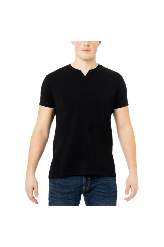 X RAY JEANS Mens Basic V-Notch Neck Short Sleeve T-Shirt, Black, S