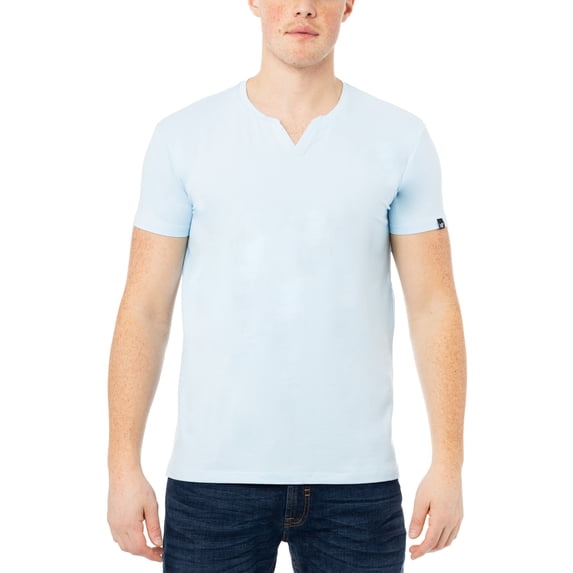X RAY JEANS Mens Basic V-Notch Neck Short Sleeve T-Shirt, Light Blue, M