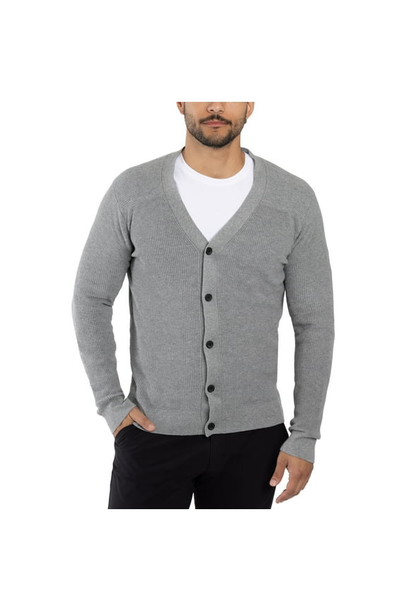 JEANS Mens Cotton Cardigan Sweater, Grey, 5XL