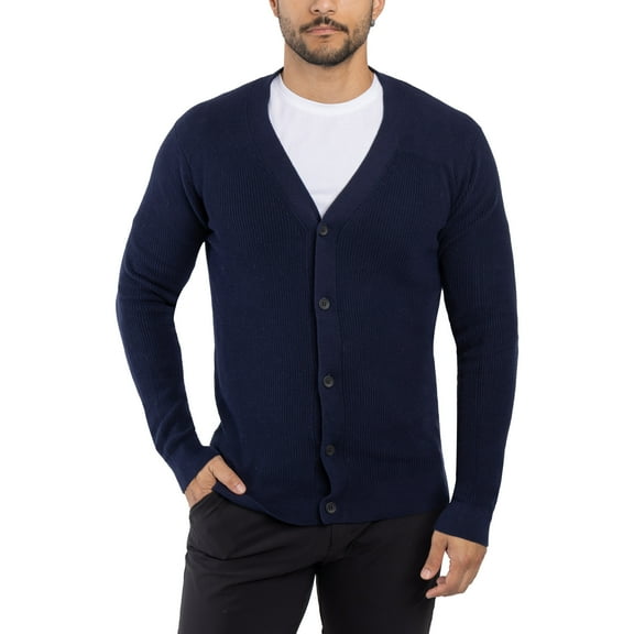 X RAY JEANS Mens Cotton Cardigan Sweater, Navy, S