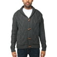 thumbnail image 1 of X RAY JEANS Mens Faux Shearling Shawl Collar Cable Knit Cardigan Sweater, Charcoal, 4XL, 1 of 6