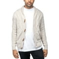 thumbnail image 1 of X RAY JEANS Mens Faux Shearling Shawl Collar Cable Knit Cardigan Sweater, Cream, XL, 1 of 5