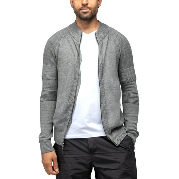 X RAY JEANS Mens Full-Zip Sweater Jacket, Heather Grey, 3XL