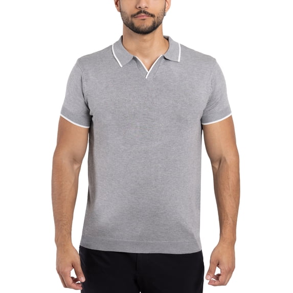 X RAY JEANS Mens Knit Polo Sweater, Heather Grey, S