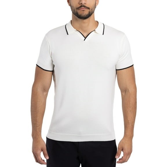 X RAY JEANS Mens Knit Polo Sweater, Off White, XL