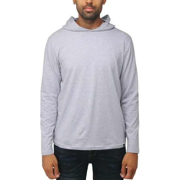 X RAY JEANS Mens Long Sleeve Hooded T-Shirt, Cloud Grey, XL
