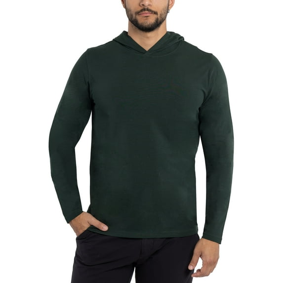 X RAY JEANS Mens Long Sleeve Hooded T-Shirt, Hunter, 3XL