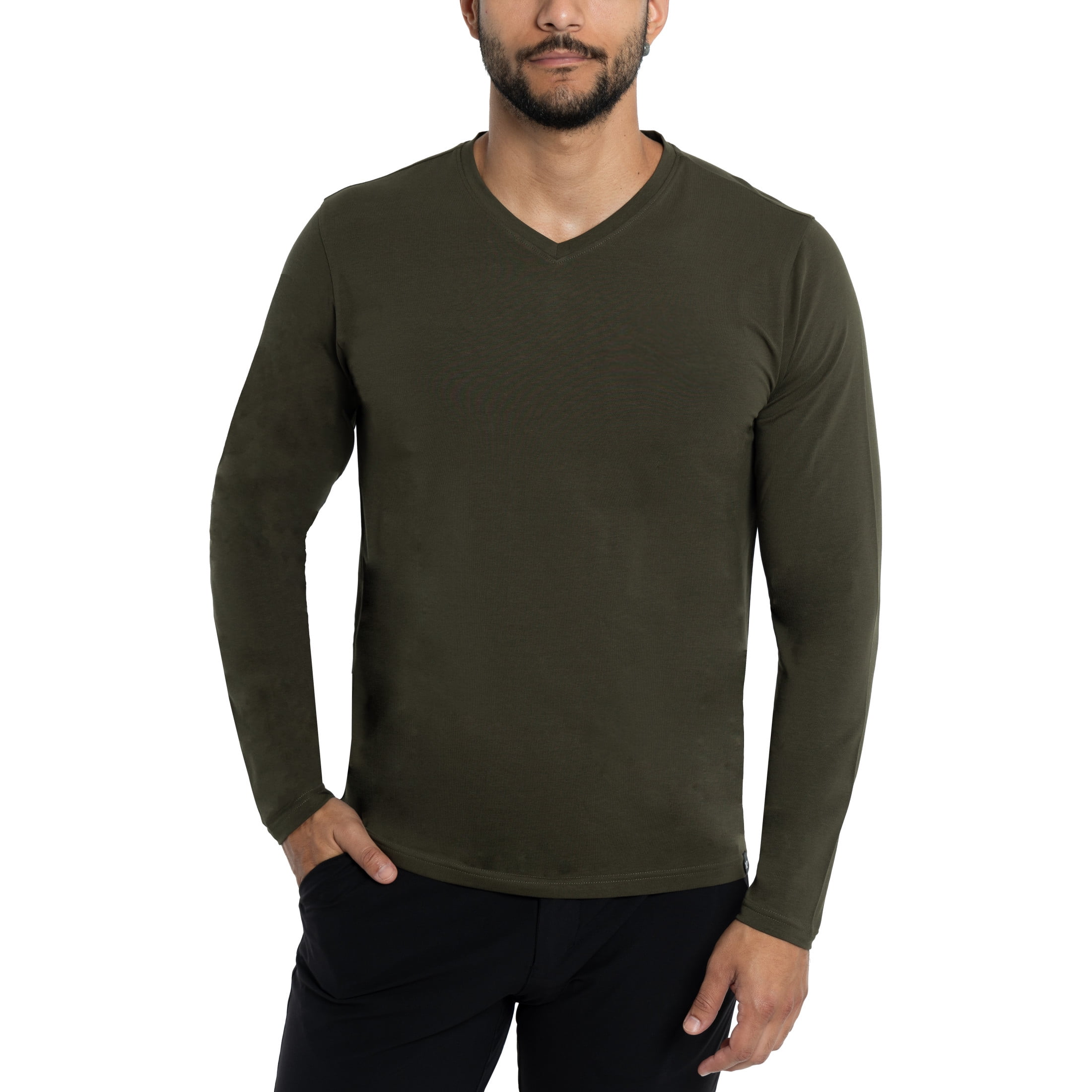 X RAY JEANS Mens Long Sleeve V-Neck T-Shirt, Army Green, 2XL - Walmart.com