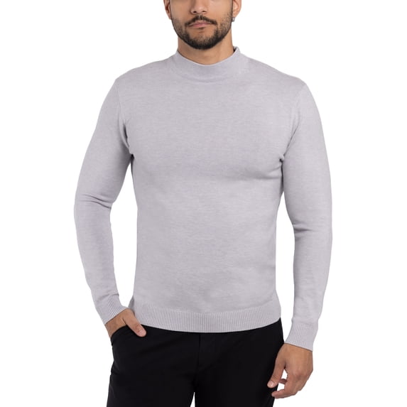 X RAY JEANS Mens Mock Neck Sweater Pullover, Light Heather Grey, M