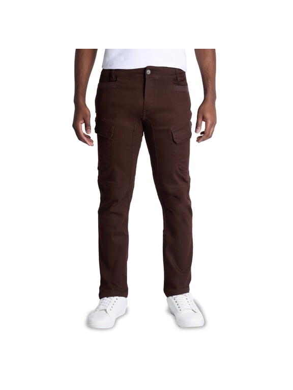 Men's Stretch Cargo Pants, Casual Flex Hiking Multi-Pocket Tactical Work Slim Fit Cargo Pants for Men, Chocolate, 34X30