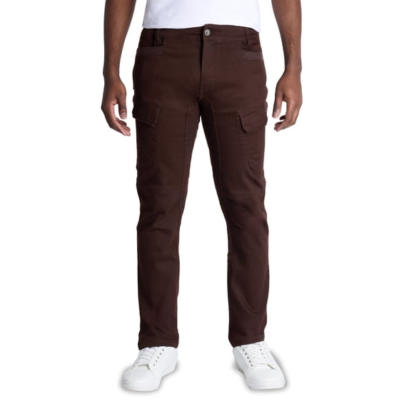 X RAY Men's Stretch Cargo Pants, Casual Flex Hiking Multi-Pocket Tactical Work Slim Fit Cargo Pants for Men, Chocolate, 34X32