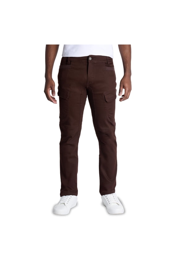 Men's Stretch Cargo Pants, Casual Flex Hiking Multi-Pocket Tactical Work Slim Fit Cargo Pants for Men, Chocolate, 36X32